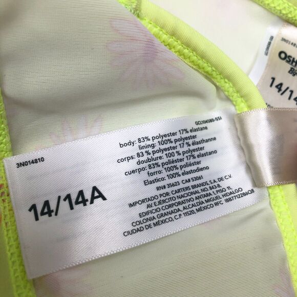 Oshkosh B'Gosh Girls Floral Bikini Set 2 Piece Swimsuit High Waist Sz 14 UPF 50+ - Picture 10 of 11